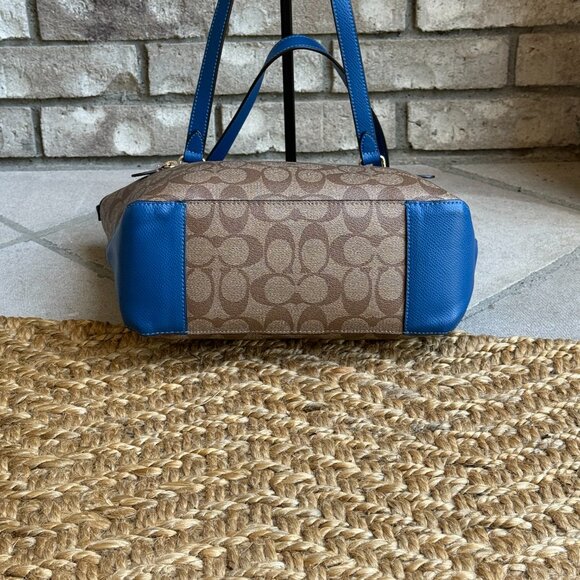 COACH SIGNATURE MONOGRAM CANVAS AND LEATHER TOTE Women's Shoulder Bag - Picture 11 of 16